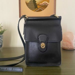 Vintage Coach Black Leather Crossbody